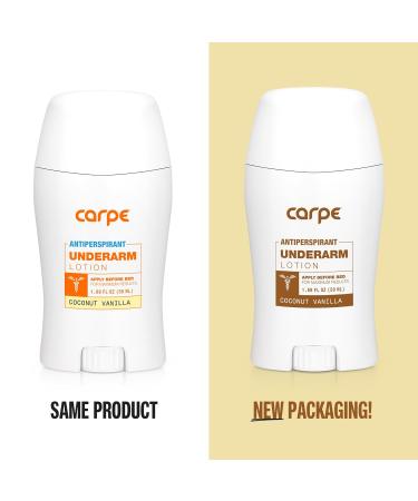 Carpe Underarm Antiperspirant and Deodorant Clinical strength with Coconut Vanilla scent Combat excessive sweating Stay fresh and dry Great for hyperhidrosis (Pack of 3) Coconut Vanilla 1.69 Fl Oz (Pack of 3) - Buy Online on GoSupps.com