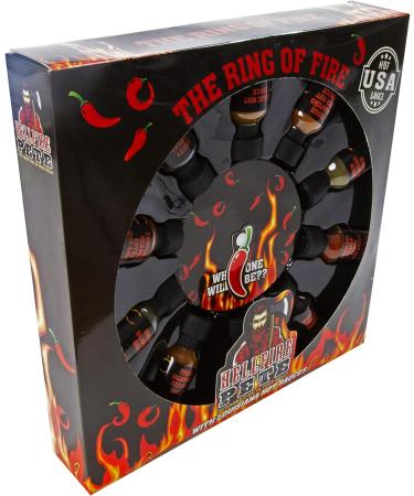 Ring of Fire Chilli Challenge Game Hot Sauce Gift Set - 10 x 20ml Including Carolina Reaper - Perfect Secret Santa & Novelty Gift - Buy Online on GoSupps.com