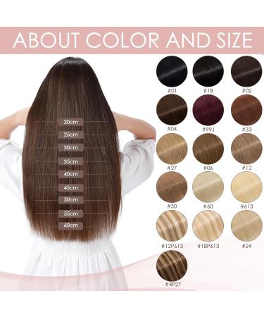 Remy Clip in Human Hair Extensions (#02 Dark Brown 14"-45 grams) One Piece Real Hair Extension Clip in 3/4 Full Head - Buy Online on GoSupps.com