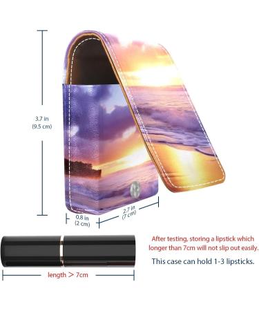 Violet Beach Sky Lipstick Case | Leather Organizer with Mirror | Mini Lip Gloss Holder Bag - Buy Online on GoSupps.com