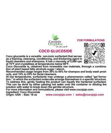 Dr Joe Lab Glucoside Natural Surfactant - 16 oz - Plant Derived + Coco Glucoside Surfactant 16 oz - Natural Foaming Cleanser - Buy Online on GoSupps.com
