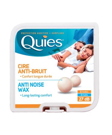 Quies earplugs natural wax 8 pairs 27 dB noise reduction barrier against noise 2 pieces