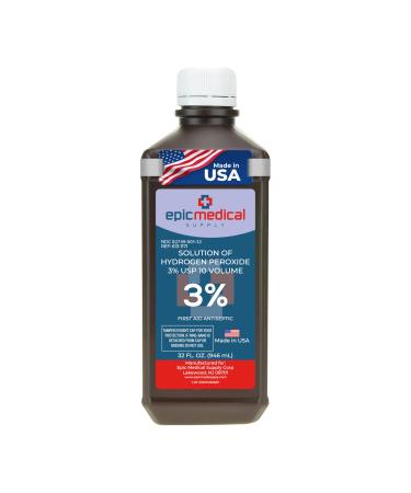 Hydrogen Peroxide 32 oz. First Aid Antiseptic and Multipurpose Cleaner 3% USP Topical Wash for Minor Cuts Scrapes Insect Bites and Skin Irritations. (1)