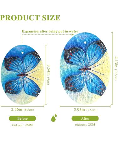 3-Pack Cleaning Kitchen Sponges Oval Oil Painting of Blue Butterfly Kitchen Cellulose Dishwashing Wood Pulp Cotton - Buy Online on GoSupps.com
