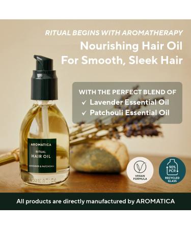 AROMATICA Ritual Hair Oil Lavender & Patchouli 50ml - Nourishing Silicone-Free Oil for Dry & Damaged Hair - Buy Online on GoSupps.com