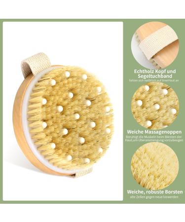 Bilione Dry Brush Body Brush - Natural Bristles for Massage Blood Circulation & Cellulite Reduction - Buy Online on GoSupps.com