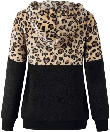 Bigfanshu Women's Tops Leopard Patchwork Long Sleeve Sweatshirt Pullover Shirt Blouse Black - Buy Online on GoSupps.com