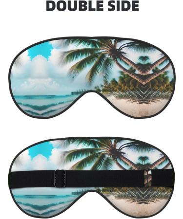 Beach & Palm Tree Print Unisex Sleep Eye Mask | Soft Comfort Cover for Travel Yoga & Shift Work - Buy Online on GoSupps.com