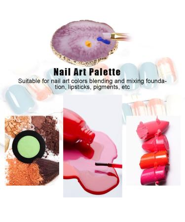 Jadpes Nail Art Plate - Resin Nail Art Palette with Natural Stone Pattern & Gold Rim - Red Nail Display Board for Creative Designs - Buy Online on GoSupps.com