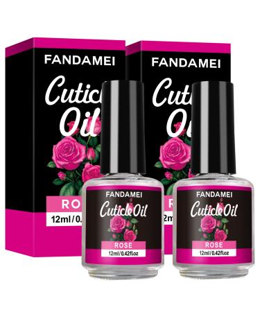 Fandamei Nail Cuticle Oil  2PCS Nail Cuticle Revitalizing Oil  Nourish and Moisturize Nails  Cuticle Care Oil for Soothing and Strengthens Nails  Heals Dry Cracked Cuticles. Rose Fragrance  0.42 oz. B-Rose