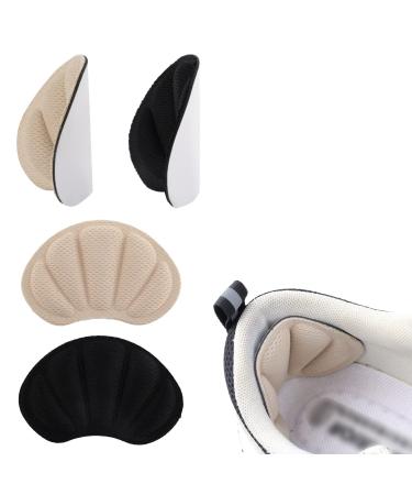 KINBOM 2 Pairs Heel Pads for Shoes Too Big  Self-Adhesive Heel Cushions Pads Heels Grips Liner for Loose Shoes Women Men Sneakers High Heels Sneakers Leather Shoes (Black  Nude Color)
