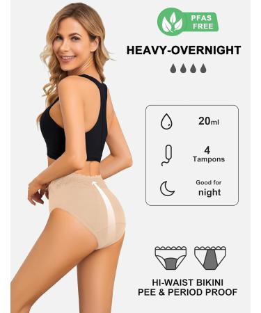 Leovqn Lace Trim Period Pants Women | Heavy Flow Menstrual Underwear | Leakproof Postpartum Briefs XS | Black/Navy/Nude - Buy Online on GoSupps.com