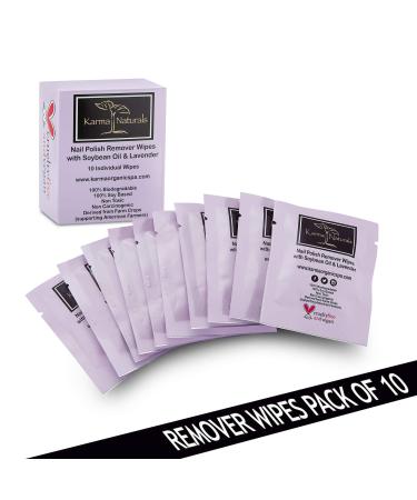Karma Organic Natural Nail Polish Remover Wipes with Soybean and Lavender Oil, 100% Soy Based, Non-Toxic, Vegan, Cruelty-Free  Pack of 10 - Buy Online on GoSupps.com