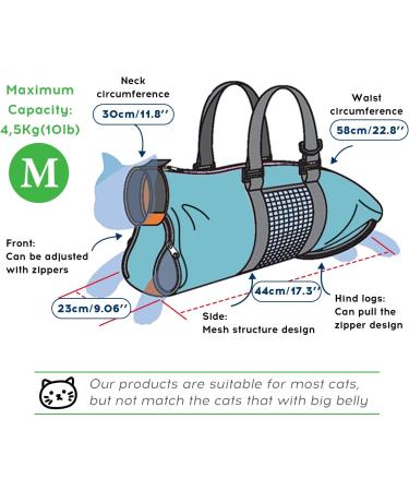 Cinf Cat Retention Bag | Safe Cat Transport & Care Bag for Veterinary Visits Medicine Administering Dental Care Bathing Nail Cutting | Mask Included - Blue - Buy Online on GoSupps.com