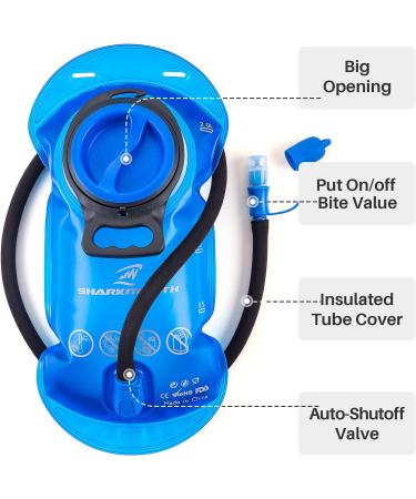 SHARKMOUTH 2L Hiking Hydration Backpack | Lightweight Insulated Pack for Kids & Adults | BPA Free Water Bladder | Ideal for Running & Cycling | Black - Buy Online on GoSupps.com