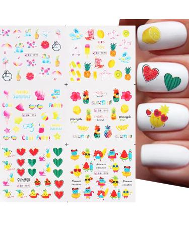 Summer Fruit Nail Stickers - Pineapple, Tropical Leaf Design | 12sheets - Buy Online on GoSupps.com