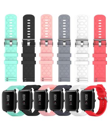 6-Pack Soft Silicone Bands Compatible with Donerton P22 P32 P36 &KALINCO P22 Smart Watch, Quick Release Replacement Bands Sport Straps for P22 Smart Watch Bands Women&Men