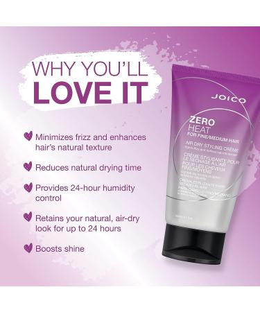 Joico Zero Heat Air Dry Styling Cr me for Fine to Medium Hair - 5oz | 24-Hour Humidity Control, Frizz Tamer, Texture Enhancer, and Shine Booster | Reduce Drying Time | Pack of 1 - Buy Online on GoSupps.com