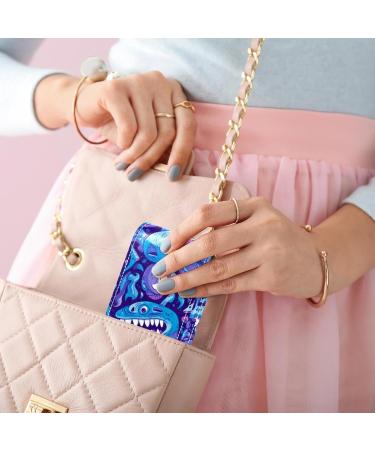Travel Lipstick Organizer Case | Portable Makeup Bag with Mirror | Abstract Blue Cartoon Dinosaur Design - Buy Online on GoSupps.com