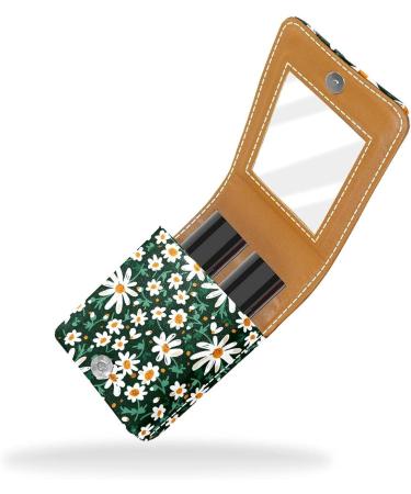 Little White Daisy Floral Lip Gloss Holder | Portable Makeup Bag & Lipstick Organizer with Mirror | Multi-Color Travel Case for Women - Buy Online on GoSupps.com
