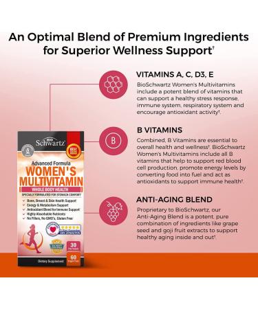 BioSchwartz Advanced Women's Multivitamin - 60 Veggie Caps for Optimal Health - Buy Online on GoSupps.com