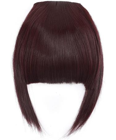 Clip In Bangs Hair Extensions - Wine Red Front Fringe Hairpiece for Women - Buy Online on GoSupps.com