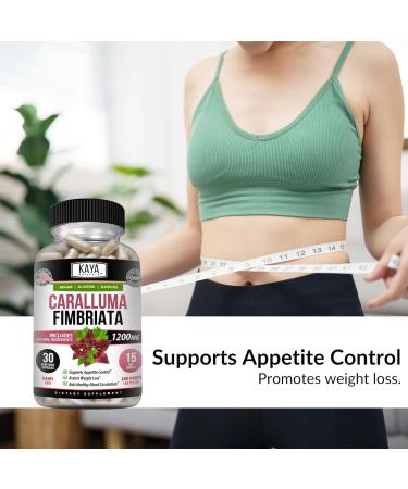 Kaya Naturals Caralluma Fimbriata 1200mg - High Potency Vegetarian Capsules for Natural Endurance Support (30 Count) - International Shipping Available - Buy Online on GoSupps.com