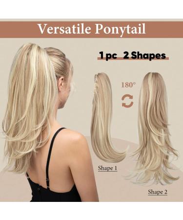 Dirty Blonde 18 Inch Clip in Ponytail Extension - Long Curly Wavy Hairpiece for Women - Buy Online on GoSupps.com