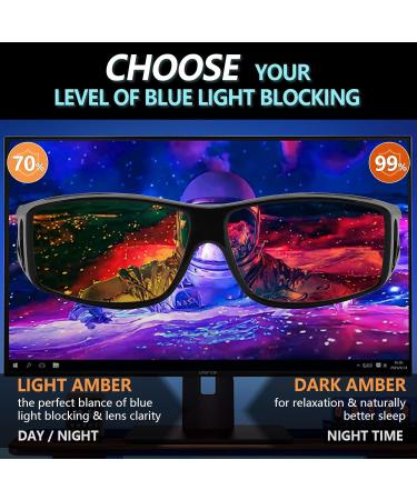 Xfeel Fit Over Blue Light Blocking Glasses for Men & Women - A-Grey Frame Dark-Amber (99%) | Protect Your Eyes from Computer TV Gaming - Buy Online on GoSupps.com