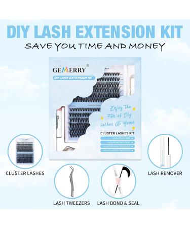 GEMERRY Eyelash Extension Kit 40D D Curl 8-16mm 280Pcs Cluster Lashes DIY Kit with Bond, Remover, Tweezers - B-KIT 40D-0.07D - Buy Online on GoSupps.com