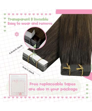 Youngsee 30cm Tape In Real Hair Extensions - Balayage Ombre Dark Brown to Blonde Remy Hair - Short Tape Extensions for Effortless Style - Buy Online on GoSupps.com