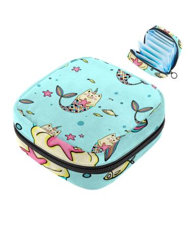 Portable women's binding-storage bags menstrual cup pocket female menstrual insert bag for teenage girls tampons for the first period cute mermaid fish