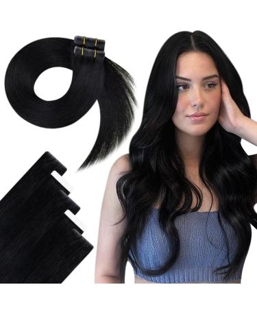 Hetto injected tape in real hair extensions injection hair black tape in extensions remy real hair tapes in hair extension real hair natural black #1 5pcs 55 cm 12.5g 22 inch 4-1 VGTP #1