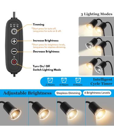Ayuanb Reptile Heat Lamps Dual Head UVA UVB Heating Lamp with Cycle Timer Dimmable Basking Spot Lamp with Clip for Turtle Tortoise Lizard Snake Bearded Dragon and More 3 Bulbs(50W) Included - Buy Online on GoSupps.com