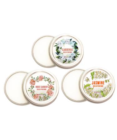 Ladybug Spot Set of 3 Solid Perfumes | Floral Solid Perfume Set | Gardenia Rose Garden Jasmine | Total of 1.5 oz (0.5 oz Each) | All Natural | Phthalate-Free Fragrance | Highly Scented