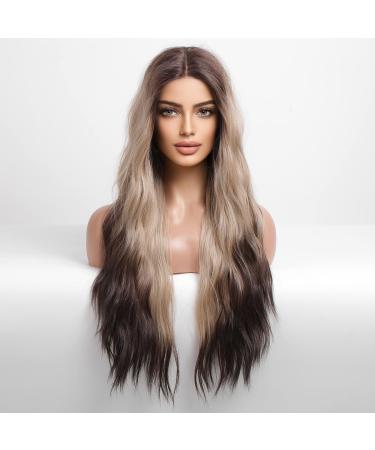 BLONDE UNICORN Lace Front Wigs for Women Long Wavy Hair Wig Middle Part Lace Wig for Women Wigs three part ombre
