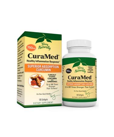 Terry Naturally CuraMed 750 mg (2 Pack) - 120 Softgels - Superior Absorption BCM-95 Curcumin Supplement, Promotes Healthy Inflammation Response - Non-GMO, Gluten-Free, Halal - 240 Total Servings 120 Count (Pack of 2)