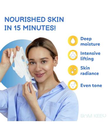 Collagen Face Tightening Mask with Ear Loops - 5 Pack | Hydrating, Brightening & Anti-Aging Formula for Face Lifting - Buy Online on GoSupps.com