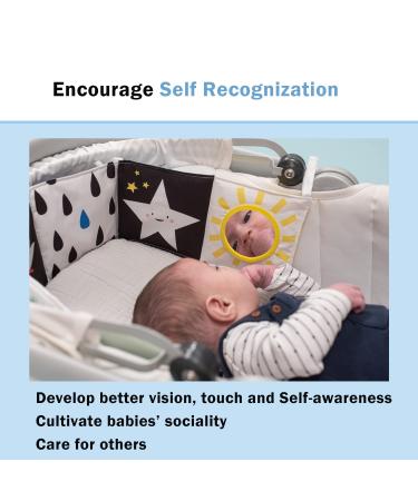 Baby Steps Angel Bear Black White High Contrast Baby Soft Cloth Book Tummy Time Toys Baby Safe Mirror Teether Early Educational for Infants Toddlers Sensory 0-3 Yrs Newborn Crinkle Book for Babies - Buy Online on GoSupps.com