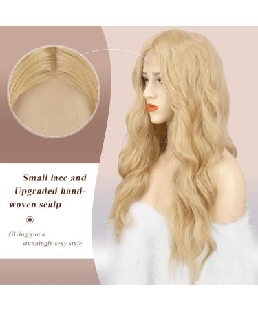 Buy Fine Long Wavy Blonde Lace Front Wig - 65 cm Synthetic Hair for Women | Natural Looking Middle Parting - Buy Online on GoSupps.com