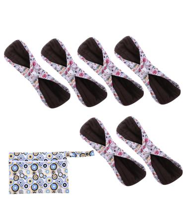 Reusable Menstrual Pads 6pcs Washable Aunt Towel Pad Woman Panties Menstrual Pads for Heavy Cotton Pads Female Pads Reusable Napkin Panty Liner Reusable Washable