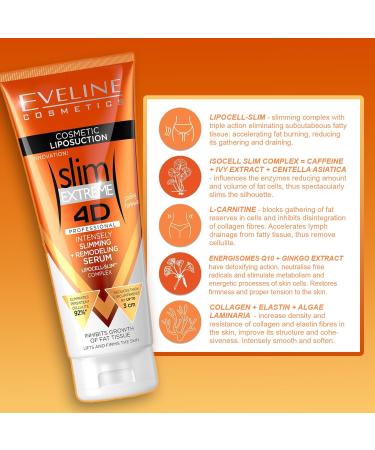 Slimming Body Cream Bundle - Eveline Cosmetics Slim Extreme 4D Duo: Scalpel Concentrated Slimming Cream Super Concentrated Cellulite Slimming Hot Cream + Free Travel Bottle - Skin Tightening Solution - Buy Online on GoSupps.com