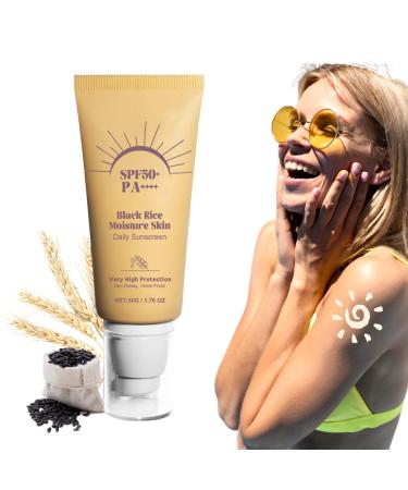 IZBEAUVO Sunscreen Spf50+ Pa++++ Black Rice Moisturizing Daily Sunscreen Black Rice Sunscreen Travel Size Sun Cream Sunscreen Face Non-Greasy No White Cast Face Sunscreen For Women Men