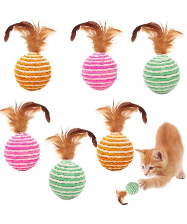 Shengruili cat sisal ball 6 pieces sisal rope ball pet cat toys balls environmentally friendly chitts of balls kittens toy balls kitten toys interactive cat toy ball balls