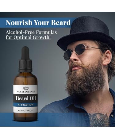 Jax of London Attraction Beard Oil for Men 50ml Beard care oil beard growth oil for Men Consists of Vitamin E Avocado oil Almond oil Jojoba oil Luxury scented beard oil Men s Cologne fragrance Attraction 50.00 ml (Pack of 2) - Buy Online on GoSupps.com