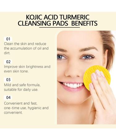 Turmeric Kojic Acid Cleansing Pads Turmeric Kojic Acid Pads Turmeric Face Exfoliating Pads Skin Tone Balance Acne Scars Unclog Pores Helps Balance Skin Oil and Water - Buy Online on GoSupps.com