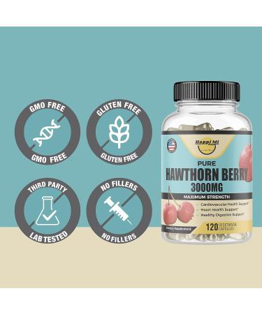 Happi Mi Nutrition Organic Hawthorn Berry 5:1 Extract 3000mg | 120 Veg Capsules | Immune & Circulatory Support, Antioxidant-Rich Formula | Non-GMO, Gluten-Free - Buy Online on GoSupps.com