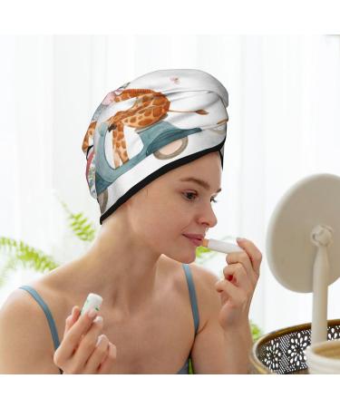 Hair Towel Wrap for Fast Drying | Button Closure Hair Turban | Quick-Dry Head Towel - Animals in Transport Design - Buy Online on GoSupps.com