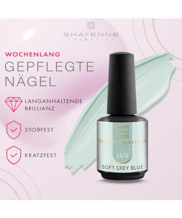 Shayenne Made in Germany Shellac Gel Nail Polish 15 ml for UV LED Lamp | 149 Soft Grey Blue Grey Blue | Gel Nail Polish for UV Nail Lamp | LED Nail Polish Gel Polish Nail Gel - Buy Online on GoSupps.com