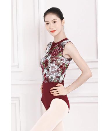 Dance Elite Summervino Women's Wine Floral Dance Leotard - Fashion Ballet & Dance Adult Wear - Buy Online on GoSupps.com